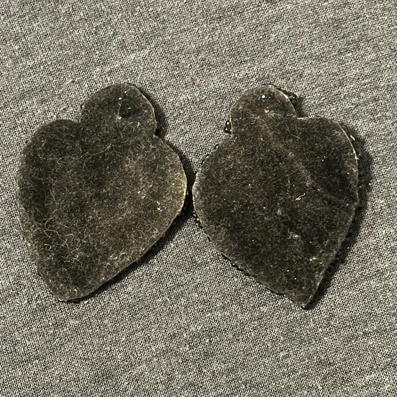 Beaded Heart Earrings, Black & Clear Design - Picture 2 of 3